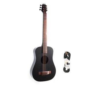 klŌs 20' straight to straight silent cable and black carbon fiber travel acoustic guitar kit bundle