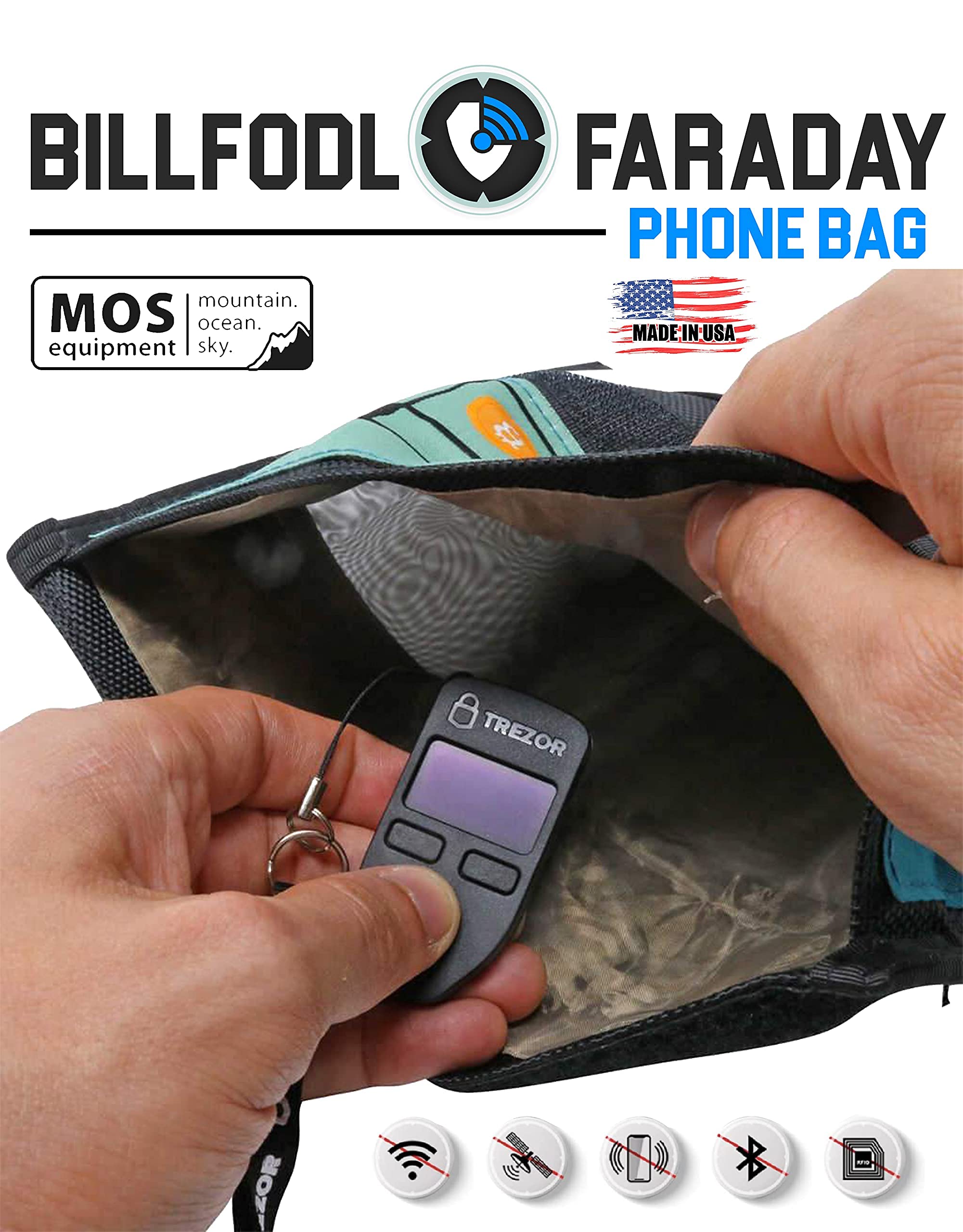 Billfodl - Faraday Bag (Large) - RFID Blocking Bags for Phones, Tablets, Cryptocurrencies, Backups and Key Fobs - Anti-Theft, Anti-Hacking Signal Blocking Pouch - Faraday Cage Protectors