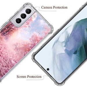 CHUANSHI Transparent Case for Samsung Galaxy S21+ Design Sakura Designer Art099 Pattern Ultra-Thin Non-Slip Four Corner Bumper Drop-Proof Shockproof Mobile Phone Case