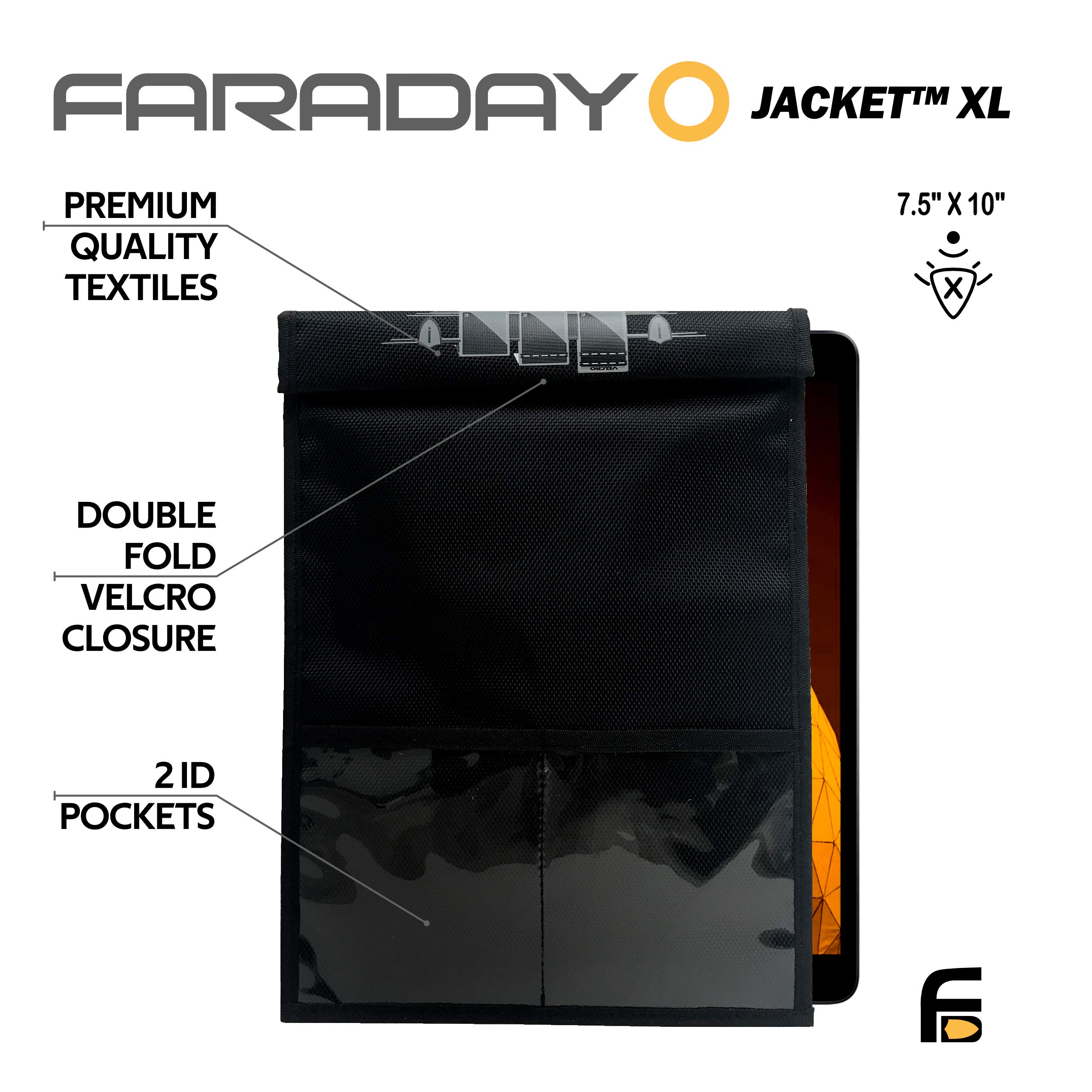 Faraday Bag XL Heavy Duty Black Canvas Kit - for Cell Phones, Tablets, Key FOBs, Passports, Credit Cards - EMP CME Signal Shielding for Law Enforcement and Military