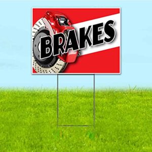 Brakes (18" x 24") Yard Sign, Quantity Discounts, Multi-Packs, Includes Metal Step Stake, Bandit, New, Advertising, USA