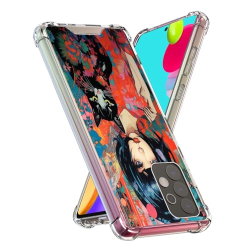 Mavzihok Clear Phone Case for Samsung Galaxy A52 with Cat Print-aa152 Pattern Four Corners Protection Ultra-Thin Soft and All-Round Protection Smartphone Case TMTP