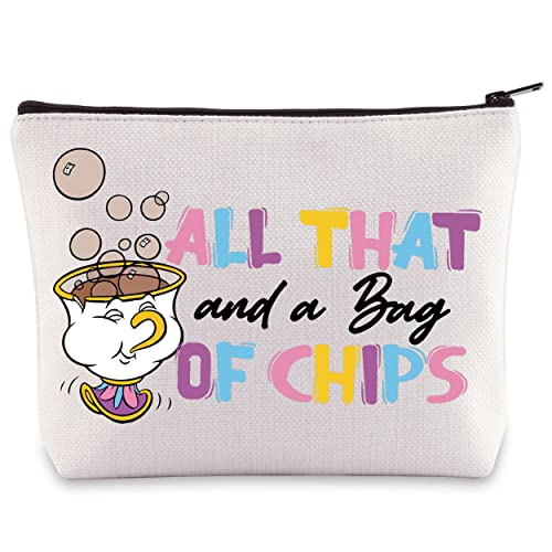 BWWKTOP Chip Makeup Bag Beauty Cartoon Inspired Gifts All That And A Bag Of Chips Makeup Zipper Pouch Bag Chip Merchandise (Bag Of Chips)