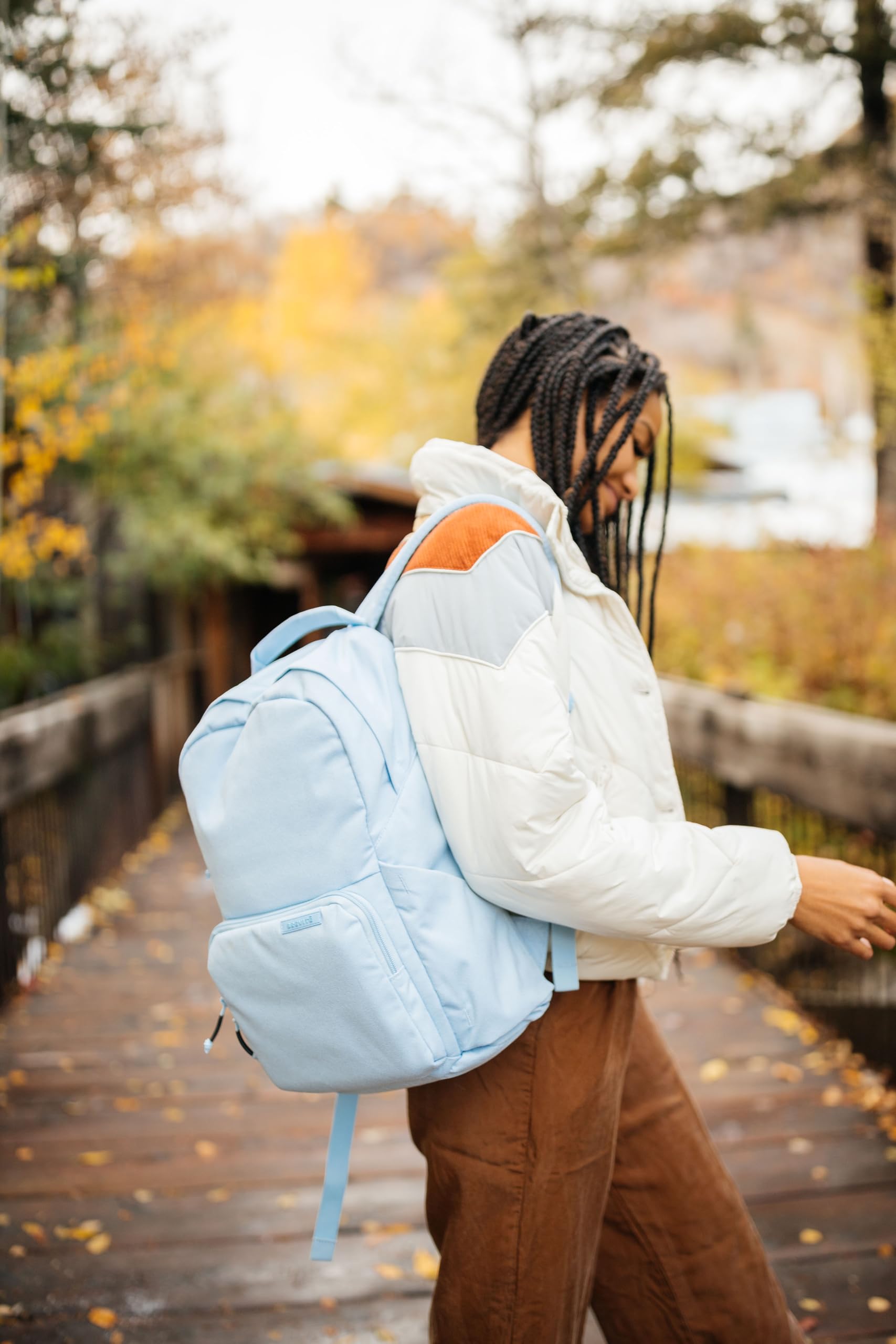 BREVITE The Backpack- Casual daypack backpacks for every function. Compact but spacious 18L aesthetic traveling backpack with laptop compartment. (Tan)