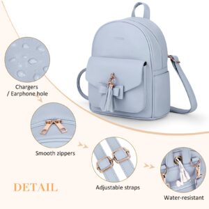 ECOSUSI Mini Backpack for Women Girls Cute Bowknot Small Backpack Purse Ladies Leather Bookbag Satchel Bag, with Charm Tassel