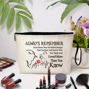 ZHANTUONE Beauty Beast Story Cosmetic Bag，you Are Braver Stronger Smarter Than You Think Cosmetic Bag，Beauty Beast Inspired Gifts，Beauty Beast Movie Fans Gift，Gift Idea for Fans