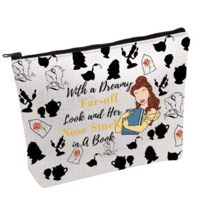 fotap beauty fairytale gifts belle princess cosmetic bag beaty beast story inspired cosmetic bag princesses belle gifts magic kingdom gift (nose stuck)