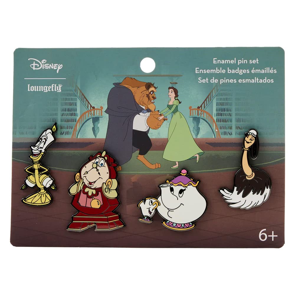 Loungefly Disney Beauty and the Beast Library Scene 4pc Pin Set