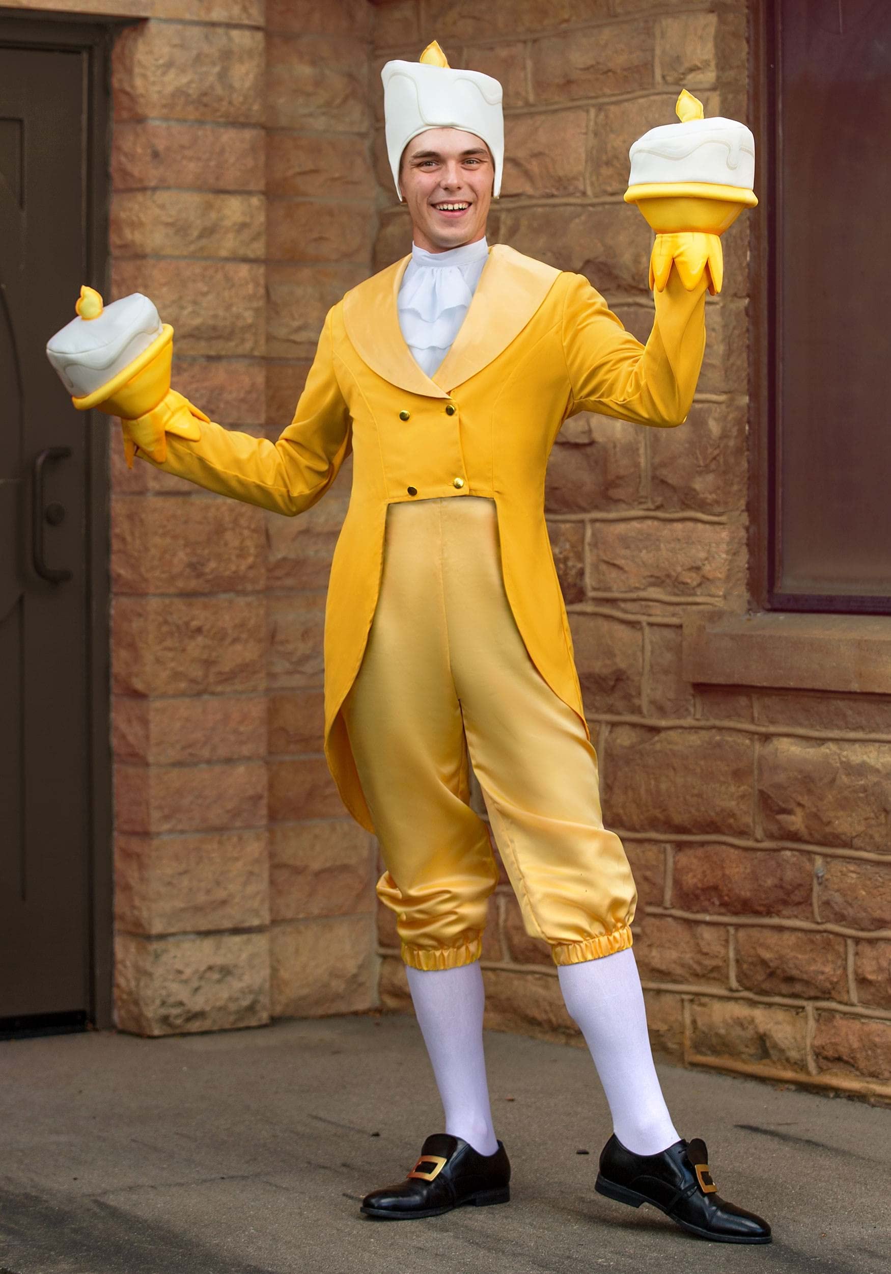 Fun Costumes Disneys Beauty and the Beast Lumiere Costume for Men, Be Our Guest Candlestick Charmer Outfit Medium