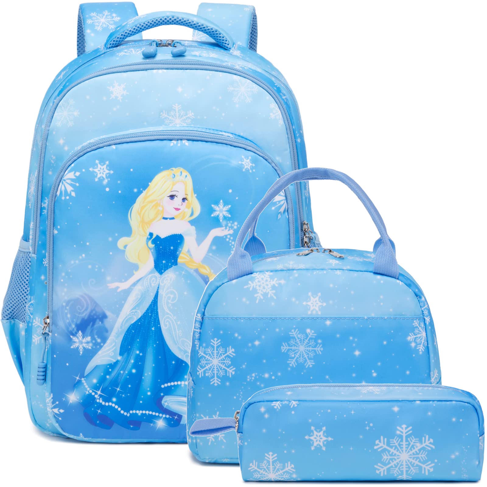 Meisohua Girls School Backpack for Primary Kindergarten Princess Backpack for Kids Girls School Bags with Lunch Tote 3 in 1 Set