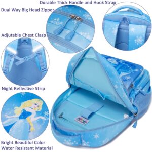 Meisohua Girls School Backpack for Primary Kindergarten Princess Backpack for Kids Girls School Bags with Lunch Tote 3 in 1 Set