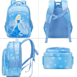 Meisohua Girls School Backpack for Primary Kindergarten Princess Backpack for Kids Girls School Bags with Lunch Tote 3 in 1 Set