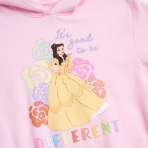 Disney Girls' Princess Sweatshirt – Frozen Elsa Anna, Cinderella, Belle, Moana Pullover Hoodie (2T-7), Size 4T, Belle Pink
