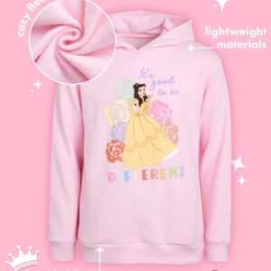 Disney Girls' Princess Sweatshirt – Frozen Elsa Anna, Cinderella, Belle, Moana Pullover Hoodie (2T-7), Size 4T, Belle Pink