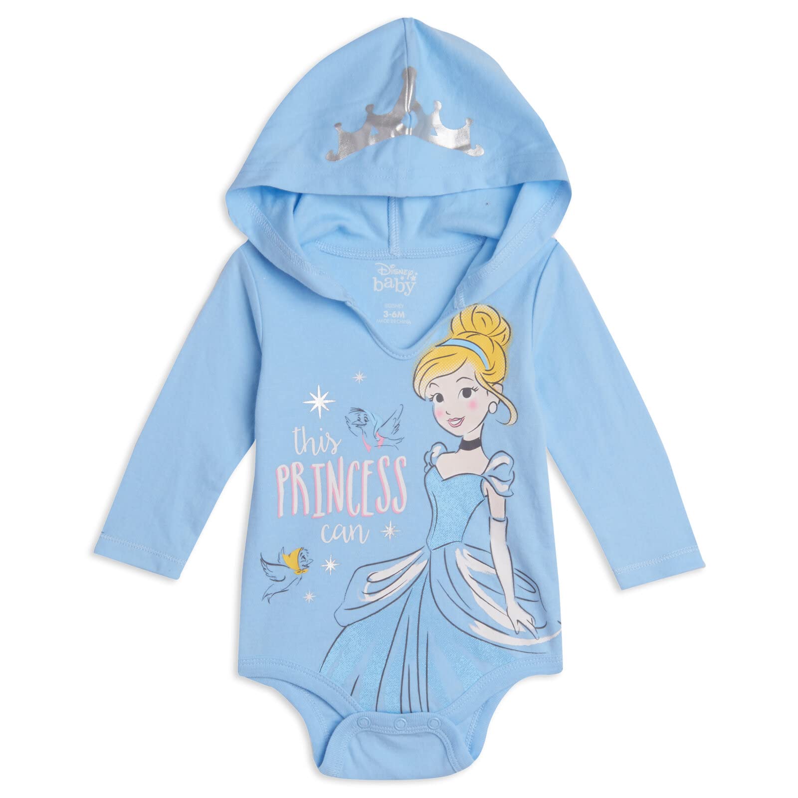 Disney Princess Cinderella Belle Ariel Infant Baby Girls 3 Pack Cuddly Bodysuits Multicolored 18 Months