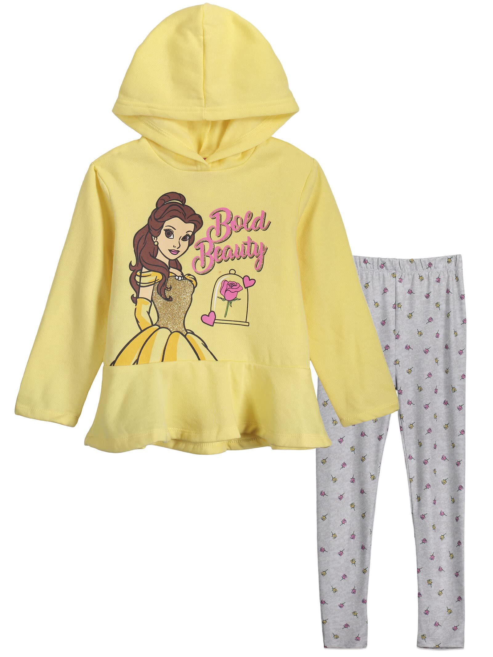 Disney Princess Belle Toddler Girls Pullover Hoodie and Leggings Outfit Set 4T