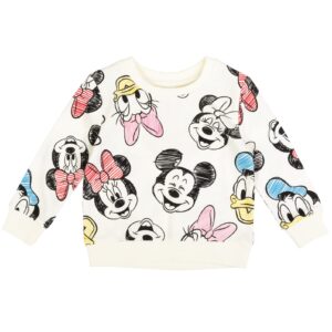 disney mickey mouse donald duck daisy duck little girls french terry fashion pullover sweatshirt white 6