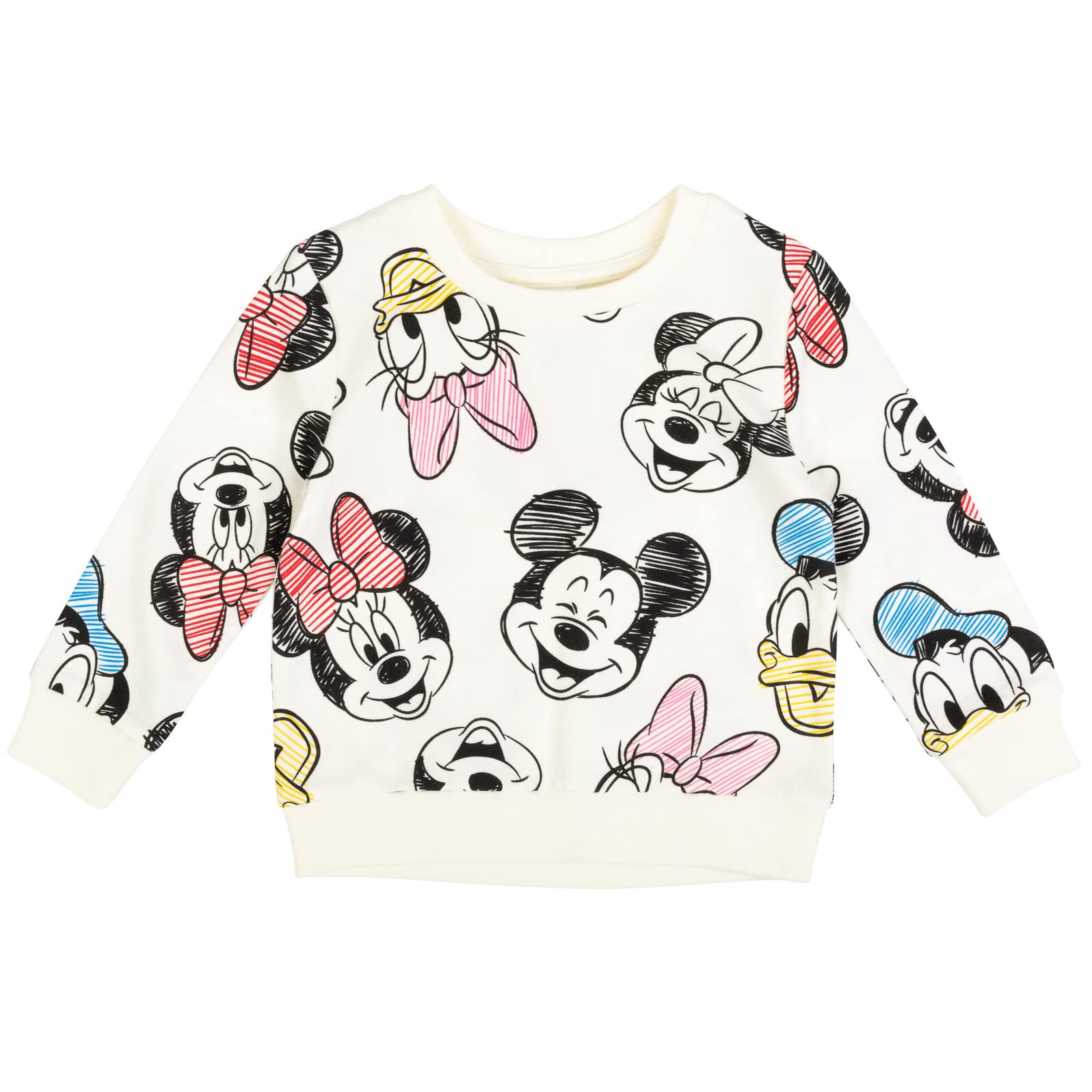 Disney Mickey Mouse Donald Duck Daisy Duck Little Girls French Terry Fashion Pullover Sweatshirt White 6