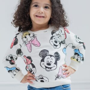 Disney Mickey Mouse Donald Duck Daisy Duck Little Girls French Terry Fashion Pullover Sweatshirt White 6