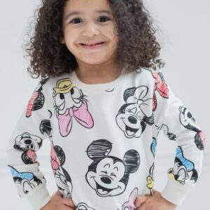 Disney Mickey Mouse Donald Duck Daisy Duck Little Girls French Terry Fashion Pullover Sweatshirt White 6