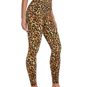 LIEBERGO Workout Leggings for Women Tummy Control High Waisted Yoga Pants Printed Leggings for Women Festival- 25 Inches Beauty and The Beast Leopard XX-Small