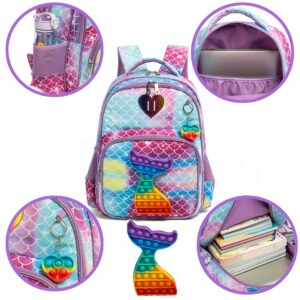 ZBAOGTW Mermaid School Backpacks for Girls,Girls Backpacks with Lunch Box and Pencil Bag,Pink Kids Backpack for School,Travel,Picnic