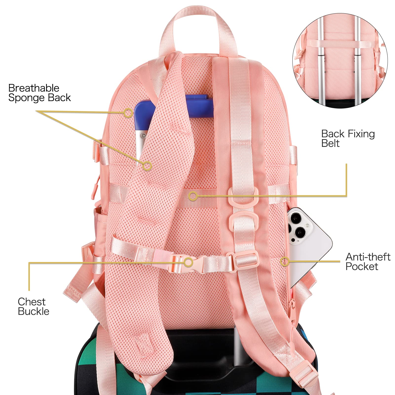 STEAMEDBUN Kawaii Backpack Cute Aesthetic Backpack for Girls,Ita Backpack with Inserts for School (without pins)