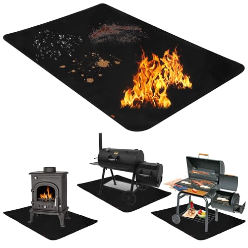 XL Under Grill Mat (60x40) Fireproof Waterproof Oilproof BBQ Grilling Mat for Outdoor/Indoor Smoker Cooking, Fire Pit, Pizza Oven Table, Fireplace, Camping, Barbeque | Protects Grass, Patio, Floors