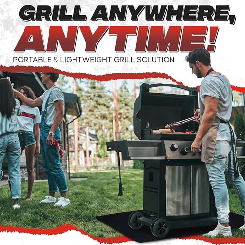 XL Under Grill Mat (60x40) Fireproof Waterproof Oilproof BBQ Grilling Mat for Outdoor/Indoor Smoker Cooking, Fire Pit, Pizza Oven Table, Fireplace, Camping, Barbeque | Protects Grass, Patio, Floors