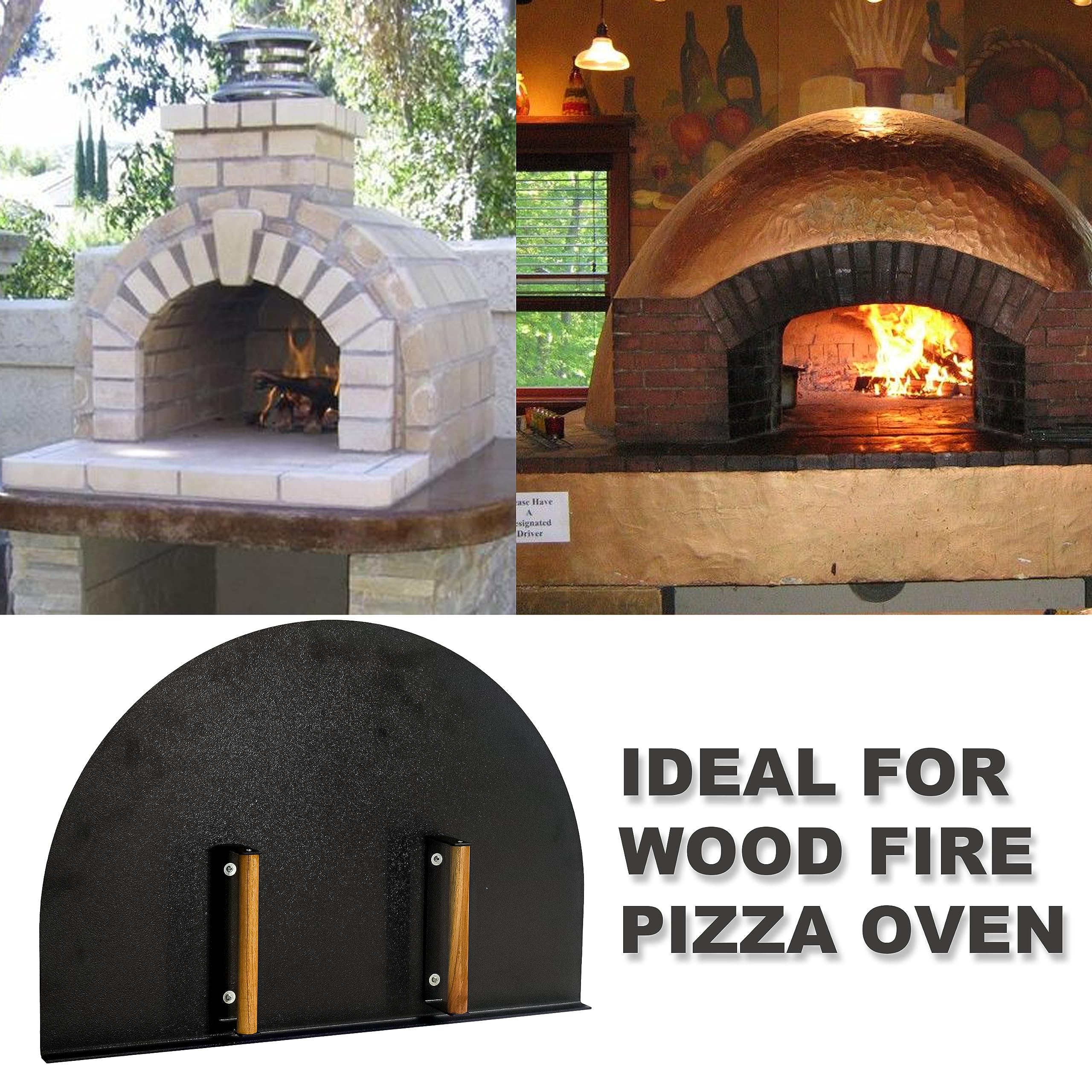 Simond Store Pizza Oven Door 27”(L) X 19.25”(H) Stainless Steel Heavy-Duty Oven Door with Wooden Handle for Indoor & Outdoor Pizza Oven, Outdoor Pizza Oven Kit