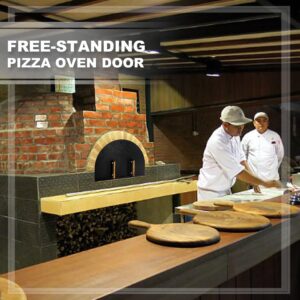 Simond Store Pizza Oven Door 27”(L) X 19.25”(H) Stainless Steel Heavy-Duty Oven Door with Wooden Handle for Indoor & Outdoor Pizza Oven, Outdoor Pizza Oven Kit