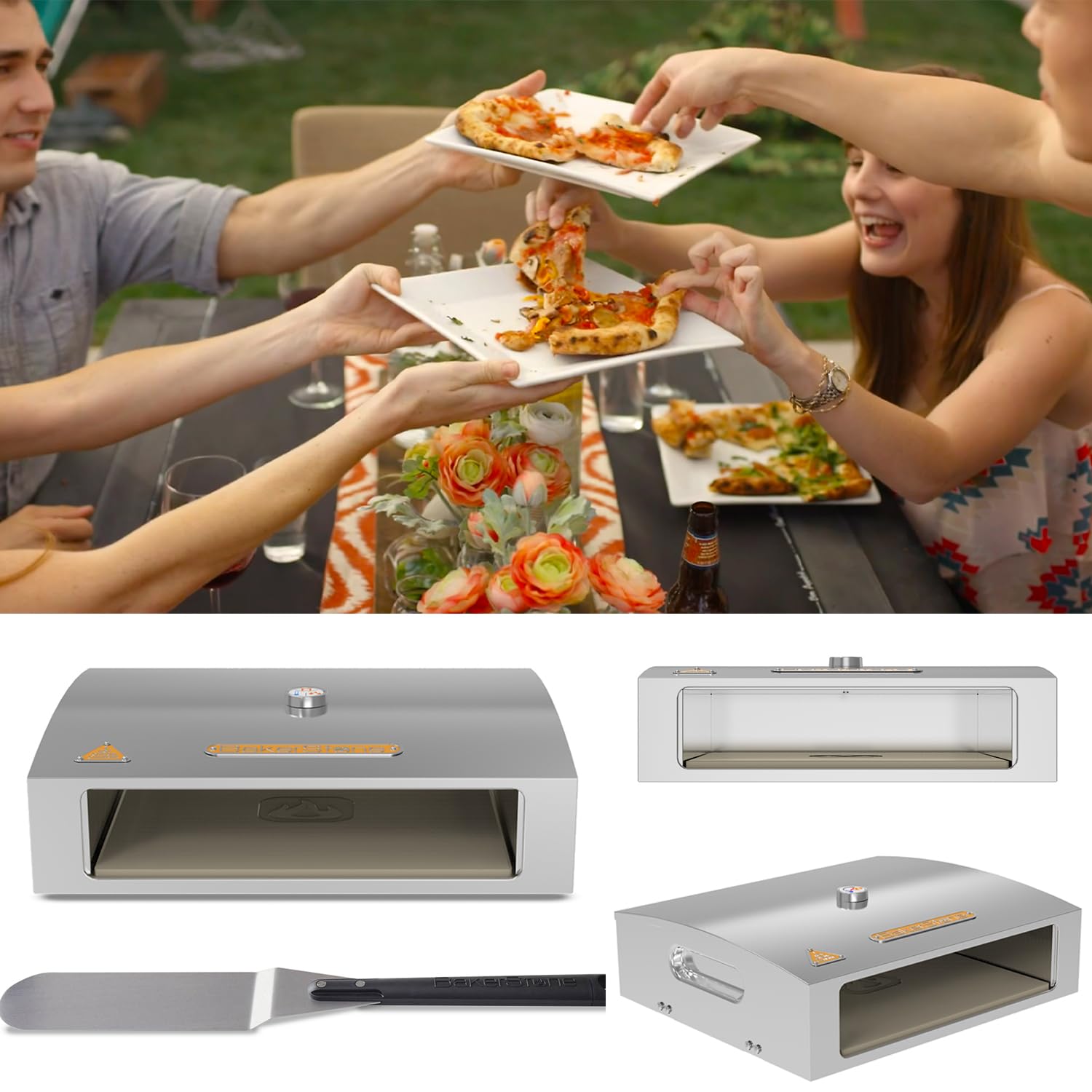 BakerStone Pizza Oven Box Kit With Pizza Stone, Outdoor Indoor Stainless Steel Pizza Oven For Gas Grill