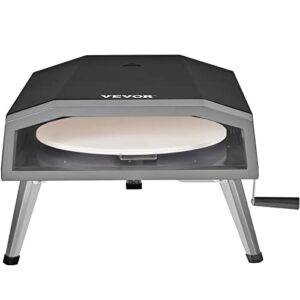 Vevor Gas Outdoor Pizza Oven, 16-inch Propane Pizza Ovens with Auto Rotatable Stone, Large Portable Pizza Maker for Outside BackYard Camp, Waterproof Bag, Peel, IR Thermometer, CSA Certified, Black