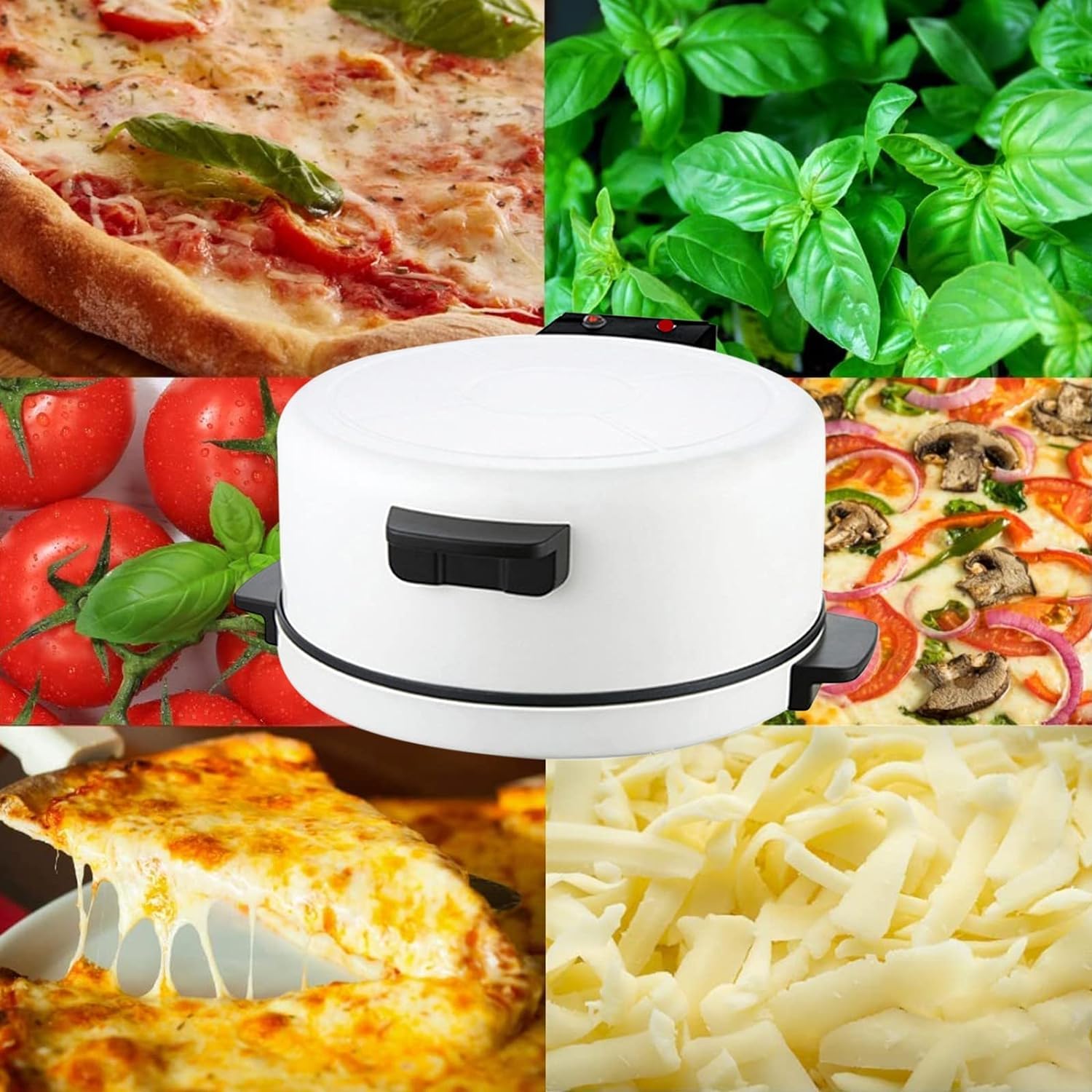 Electric Pizza Maker, 1800W Indoor Portable Pizza Oven, 12 Inch / 30cm Non-Stick Cooking Plate, Power Ready And Indicator Lights, Energy Efficient, for Crepe Pancake Omelette Nachos