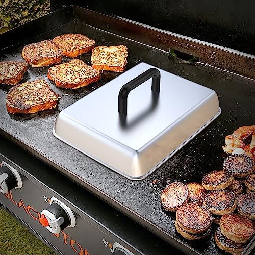 SafBbcue 2 Sets Flat top grill accessories 14" Rectangle Cheese Melting Basting Cover for Blackstone,Pitboss,Camp Chef Steamer Dome Pizza Oven/Wok Cover,Metal Plate Cover for Grill Cooking Accessories