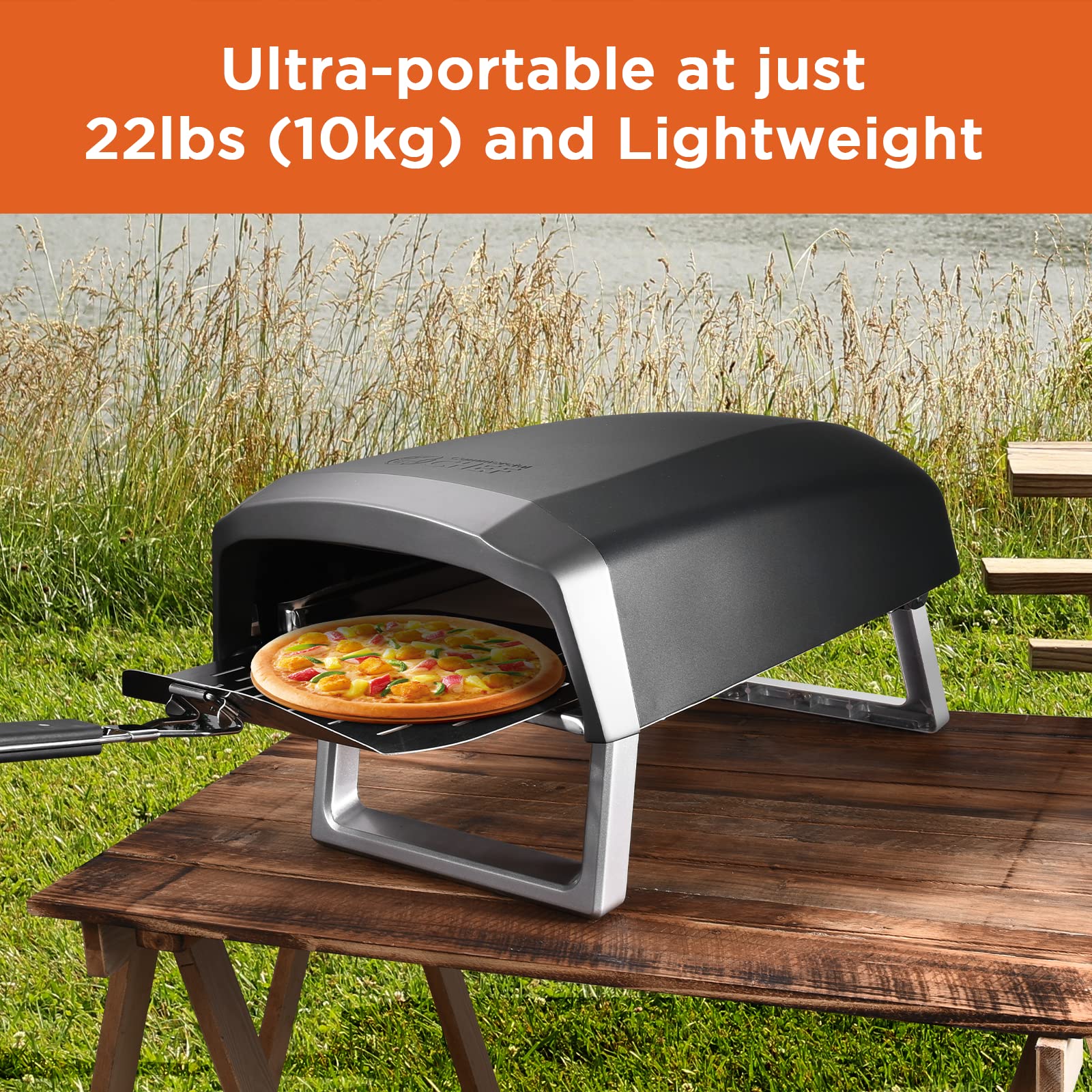 Commercial Chef Pizza Oven Outdoor - Gas Pizza Oven Propane - Portable Pizza Ovens for Outside - Stone Brick Pizza Maker Oven Grill with Dual L-Shaped Burner