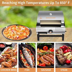 BakerStone Pizza Oven with Portable Gas Grill Outdoor Propane Pizza Ovens Camping Grill Kit with Baking Tray, Steel Pizza Peel/Paddle, Pizza Turner, Cutter