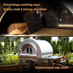 PINNACOLO PREMIO Wood-Fired Pizza Oven with Professional Grade Accessories - Double-Wall Insulation w/Heavy Gauge Stainless Steel and Cordierite Stones Surface - Includes 8 additional items