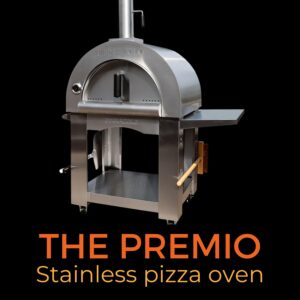 PINNACOLO PREMIO Wood-Fired Pizza Oven with Professional Grade Accessories - Double-Wall Insulation w/Heavy Gauge Stainless Steel and Cordierite Stones Surface - Includes 8 additional items