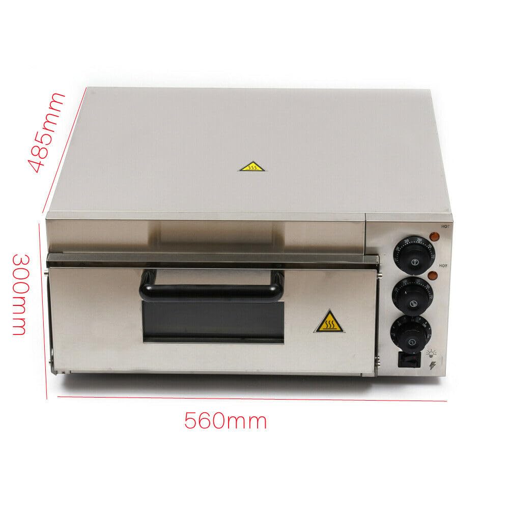 PIAOCAIYIN Commercial Pizza Oven Countertop, 1500w Bakery Oven, Stainless Steel Electric Pizza Oven, Pizza Oven Indoor, Single Layer, Adjustable Time, for Baking Equipment Home Use