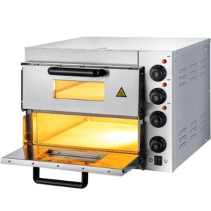 double deck commercial pizza oven, 110v 1950w stainless steel electric pizza maker with stone and shelf - ideal for restaurant and home pretzels baked