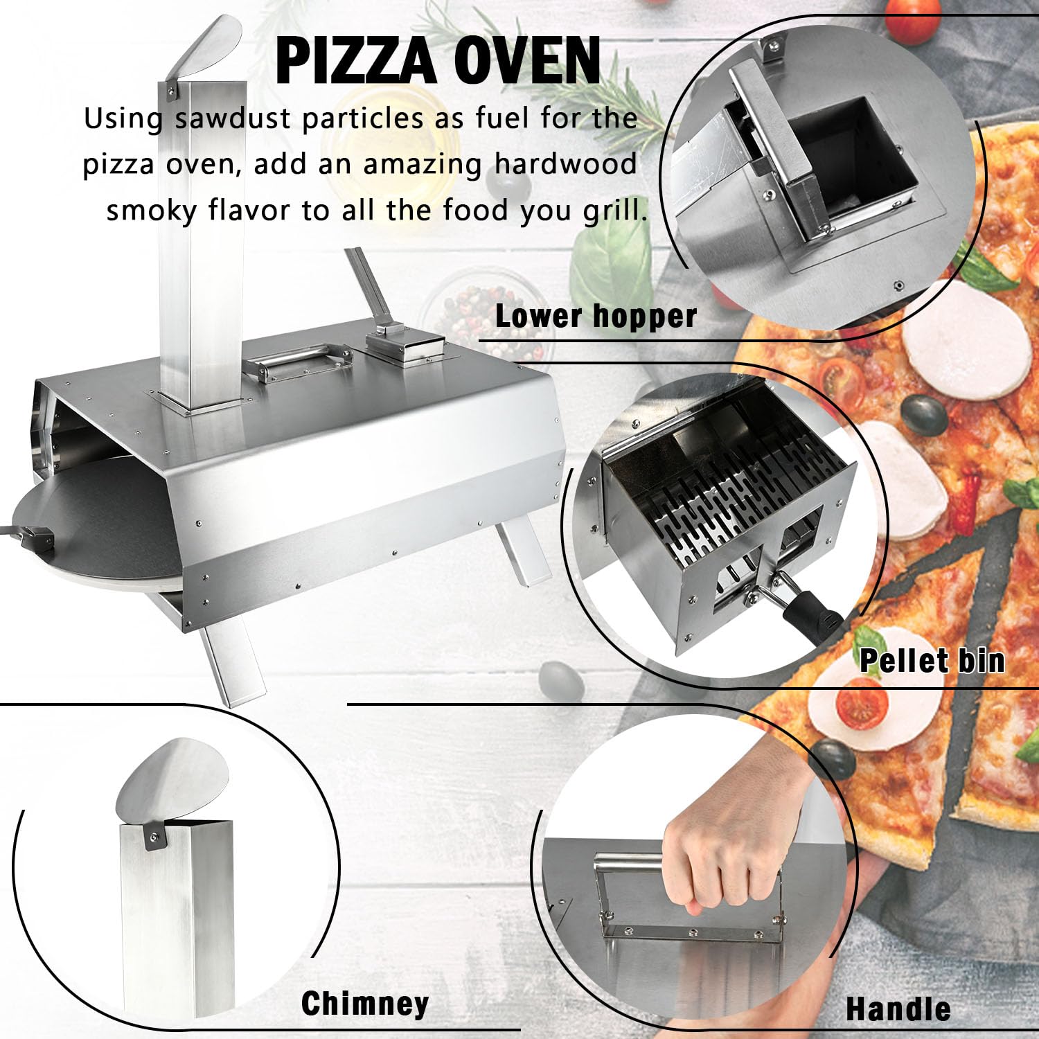 Anman bakerstone pizza oven for grill Pizza Oven Outdoor, 16" Multi-Fuel Rotatable Pizza Ovens, Portable Stainless Steel Wood Fired Pizza Oven pizza oven gas grill weber grill pizza la bbq pizza oven