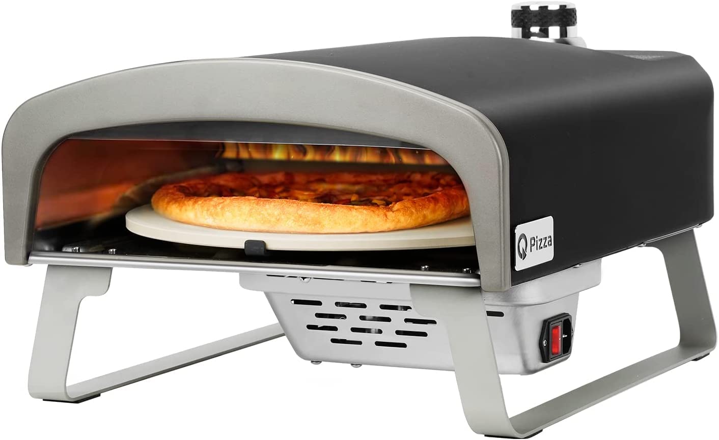 Q Pizza Gas Pizza Oven Portable Propane Pizza Oven with Automatic Rotating Stone for Outdoor Cooking, Portable Gas Pizza Oven For Outside Garden Backyard Party