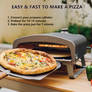 Q Pizza Gas Pizza Oven Portable Propane Pizza Oven with Automatic Rotating Stone for Outdoor Cooking, Portable Gas Pizza Oven For Outside Garden Backyard Party