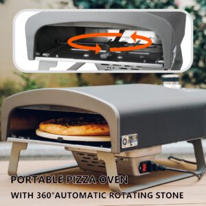 Q Pizza Gas Pizza Oven Portable Propane Pizza Oven with Automatic Rotating Stone for Outdoor Cooking, Portable Gas Pizza Oven For Outside Garden Backyard Party