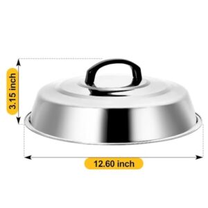 12 Inch Round Cheese Melting Dome of 2, AIKWI Grill Accessories for Blackstone, Heavy Duty Stainless Steel Basting Cover for Flat Top Griddle- BBQ, Camping, Indoor, Outdoor, Restaurant