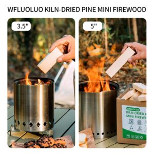 WFLUOLUO Mini Firewood with Fire Starters&Gloves 5'' Lengths Pine Kiln Dried Fire wood Great for Solo Stove Mesa and Mesa XL, Tabletop Fire Pit,Pizza Oven Wood,Grilling Wood,Solo Stove Accessories