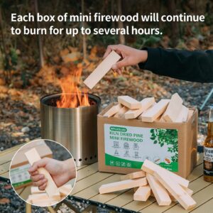 WFLUOLUO Mini Firewood with Fire Starters&Gloves 5'' Lengths Pine Kiln Dried Fire wood Great for Solo Stove Mesa and Mesa XL, Tabletop Fire Pit,Pizza Oven Wood,Grilling Wood,Solo Stove Accessories