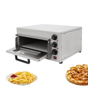 Pizza Oven Countertop for 12-14 inches Pizza, 2000W Stainless Steel Single Deck Electric Pizza Bread Oven Bakery Oven Professional Baking Equipment for Home Restaurant Bakery