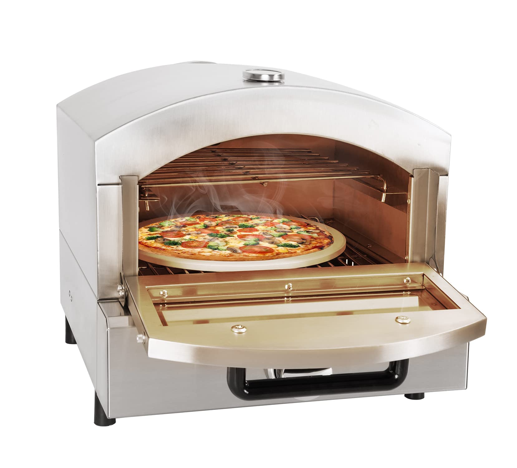 BNDHKR Commercial Electric Pizza Oven Countertop Stainless Steel Pizza Maker with 12" Pizza Stone for Outdoor Cooking, Portable Pizza Maker